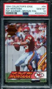 PSA 10 GEM MINT 1994 COLLECTOR'S EDGE JOE MONTANA #94 BRONZE 49ers 26243 B186 - Picture 1 of 1