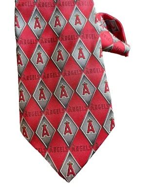 MLB Los Angeles Angels Baseball Neckties Men's 57" X 4" Red Woven Eagle Neckwear - Image 1 of 4