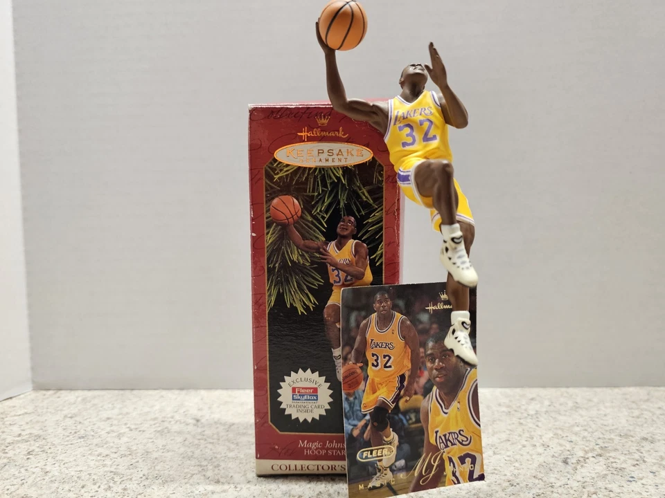 Magic Johnson Los Angeles Lakers NBA 1997 sello adorno con tarjeta Foto 1 de 4