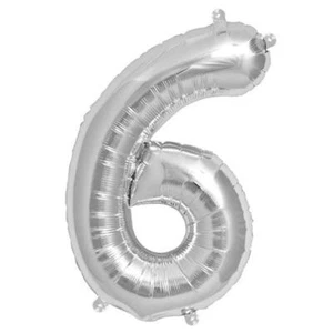 16" SILVER Number 6 Mylar Foil Balloon 1 pc Party BackDrop Decorations Supply - Picture 1 of 4