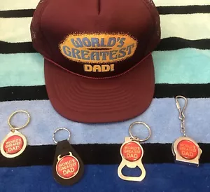 Llavero gratuito de colección WORLD GREAT DAD malla/espuma sombrero a presión - Imagen 1 de 9