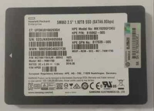 HPE Samsung SM863 1.92TB 2.5" 6Gbps SATA SSD 816962-005 MK1920GFDKU - Picture 1 of 1