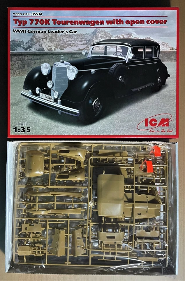 ICM 35534 - TYP 770K TOURENWAGEN WITH OPEN COVER - 1/35 PLASTIC KIT - Immagine 1 di 1