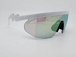 Robotic Flat Top Half Rim White Lightning Bolt Rainbow Mirror Lens Sunglasses