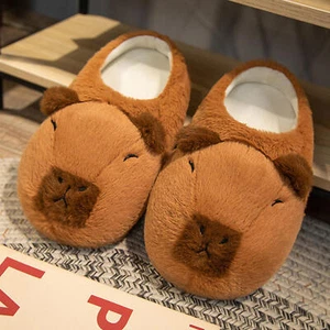 Fuzzy Capybara Winter Indoor Slippers For Women Plush Warm Slippers One Size - Picture 1 of 6