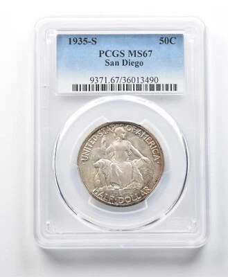 1935-S San Diego Commemorative Half Dollar MS67 PCGS *8577 - Image 1 of 3