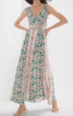 *NUEVO Maxi Vestido TROPICAL Casa Blanca Mercado Negro Sin Mangas Talla XL VERDE CORAL* Foto 1 de 4