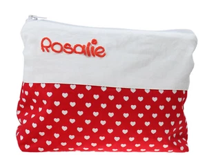 Sacchetti Trucco con Cuore e Nome 21x16cm Sacchetto Lavaggio Sacchetti Cosmetici Bambina - Foto 1 di 3