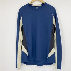 REI Mens Long Sleeve Coolmax Activewear Shirt Crewneck Blue Tan Black Sz XXL - Picture 1 of 4