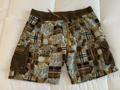 BUDWEISER Swim Trunks Adult Large Beer Brown Mens Shorts Vtg Rare - Image 1 of 4