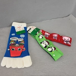 Justice Girl Socks W/ Grips Shoe Size 13-5 Cocoa Head Wrap Penguin Christmas New - Picture 1 of 10