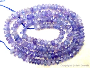 A+ TANZANITA 4mm Diámetro FACETADO RONDELLE Cuentas de piedras preciosas 8" Str 27Ct 70 cuentas - Imagen 1 de 2