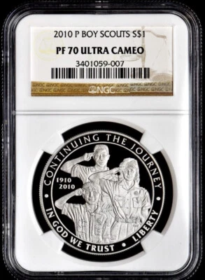 2010 BOY SCOUTS Silver Dollar NGC PF70💥FLAWLESS QUALITY💥 - Image 1 of 4