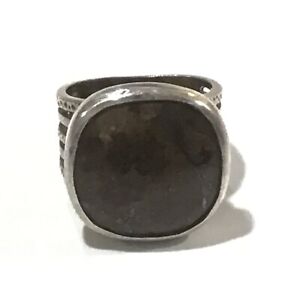 SILPADA Sterling Silver Brown Bronzite Stone Ring Size 8 