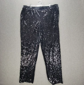 Chicos 3R Black Sequin Panne Velvet Tapered Ankle Pull On Pants - Picture 1 of 10