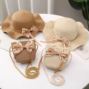 Big Brim Kids Straw Hat Bag Breathable Baby Accessories Sun Hat Children Girls - Picture 1 of 22