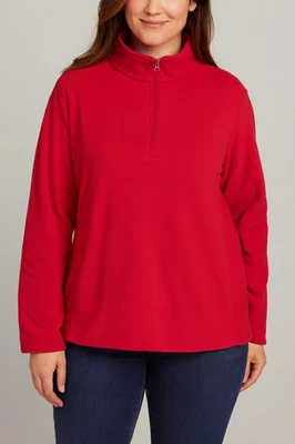 LANDS’ END 3X Pullover Rojo Cuarto Cremallera Polar Acogedor Cálido Invierno Top Foto 1 de 4