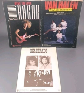 (3) VAN HALEN Sammy Hagar Desperado By Eagles Vintage Sheet Music Lot Rock - Picture 1 of 15
