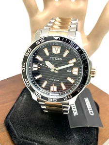 Reloj Citizen Hombre AW1706-52E Eco Drive Esfera Negra Dos Tonos Plata Acero 45mm - Imagen 1 de 14