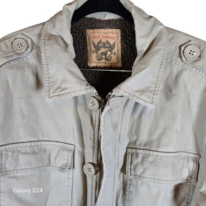 Red Camel Mens Sherpa Lined Utility Jacket Tan Military Style Button Zip Size M - Picture 1 of 8
