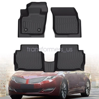 TPE 2-Row Floor Mats Liners 3D For 2013 2014 2015 2016 Ford Fusion Lincoln MKZ - Image 1 of 4