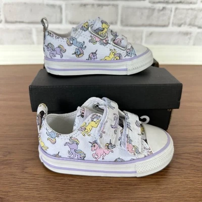 ⭐Converse Chuck Taylor All Star tamanho 5 tênis infantil fácil unicórnio roxo A01675F - Imagem 1 de 4