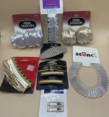 Accesorios para el cabello retro vintage años 90 dorado y plateado clips para lazos 10 piezas Foto 1 de 4