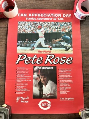 Плакат Reds Fan Appreciation Day, Пит Роуз 30 сентября 1984 г. с основными моментами карьеры - Изображение 1 из 3