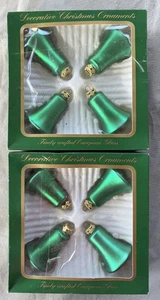 Adornos de vidrio campana verde satinado vintage de Sears Roebuck - Alemania 2 cajas de 4 - Imagen 1 de 9