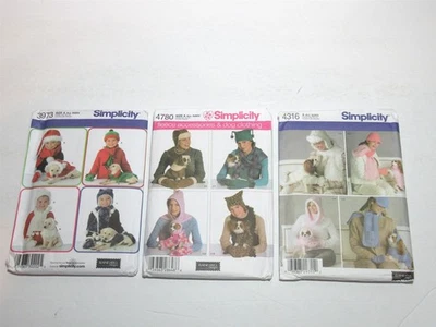 Lot 3 Uncut Simplicity Patterns Matching Dog People Child Accessories & Clothing - Image 1 of 3