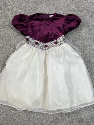 Rare Editions Girl’s Velvet & Tulle Dress Purple White Size 5 Holiday Party - Image 1 of 4
