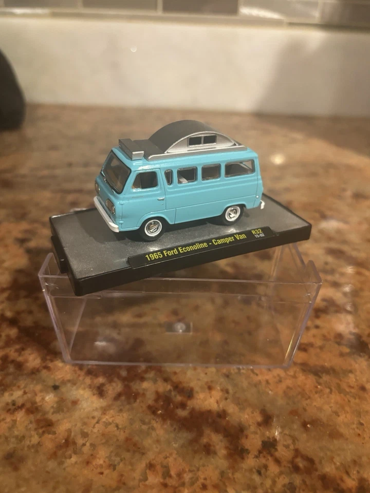 M2 Machines 1965 Ford Econoline camper van. Mint. Light green w/spare tire. 1:64 - Image 1 of 2