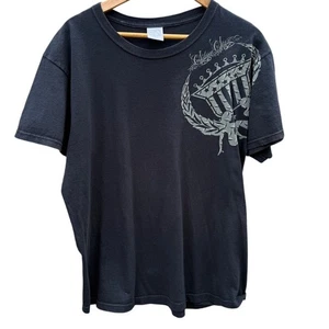 Vintage Y2K Silver Star Mädchen schwarzes T-Shirt Größe Large - Bild 1 von 4