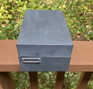 Vintage Gray Metal Index/ Recipe Card Box/ Case/ Craft - Picture 1 of 5