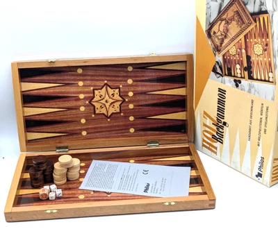 Backgammon Tavla Koffer Philos Vintage Holz Braun vollständig Sehr Gut Edel - Bild 1 von 4