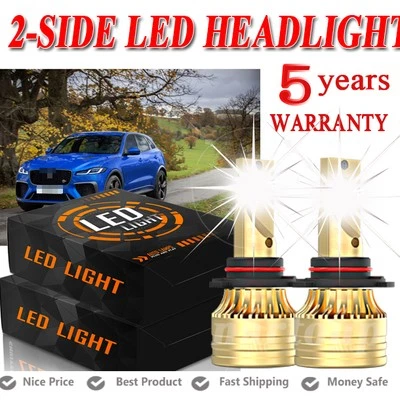 For Jaguar F-Pace 2017-2021 9012 HIR2 LED Headlight High/Low Beam Bulbs 6000K - Image 1 of 4