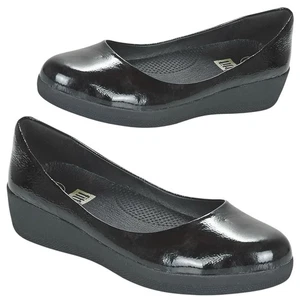 FitFlop Womens EU 38,5 US 7,5 Superballerina Black Leather Slip On Comfort Shoes - Picture 1 of 14