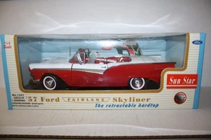 1957 FORD FAIRLANE SKYLINER CAR DIECAST-1/18-NICE-BOX-RED/WHITE-SUN STAR #1331 - Picture 1 of 4