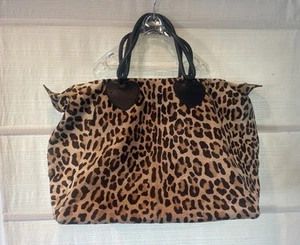 VTG Maud Frizon Paris Pony Hair Leopard Travel Weekender Bag Missing 2 Legs 23” - Picture 1 of 15