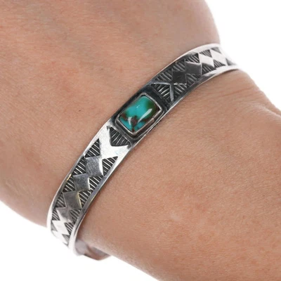6.5" c1950's Navajo Arrow form silver Royston turquoise cuff bracelet - Image 1 of 4