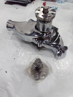 For Chevy Small Block SBC 350 Chrome Aluminum High Volume SWP Short Water Pump - Image 1 of 4