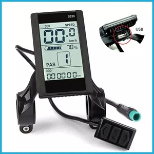 24V 36V 48V EBike S830 LCD Display Screen Control Meter Panel Waterproof Plug - Picture 1 of 6