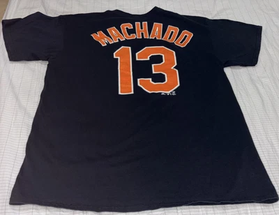 Mens Majestic Baltimore Orioles Manny Machado Jersey #13 Shirt Black L Large Tee - Image 1 of 4