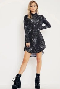 BlackMilk Sacred Moon Long Sleeve Business Time Shirt Dress XXS Black Milk - Picture 1 of 13