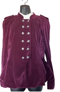 Bebe Mujer Borgoña Pana Estilo Militar Doble Pecho Chaqueta Talla L! - Imagen 1 de 14