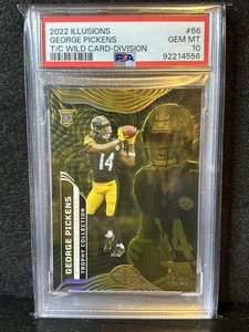 2022 Illusions Trophy Collection GEORGE PICKENS RC ‘GOLD’ #’d/10! PSA 10! Dallas - Foto 1 di 3