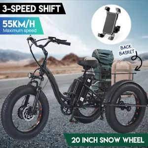 Foldable Electric Tricycle Bike 1000W/1500W 50/60KM/H Protable Commuter E Bike - Picture 1 of 48