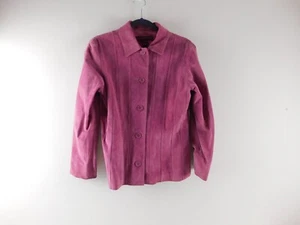 MARGARET GODFREY Women's 8 Mauve Pink Genuine Suede Leather Tailored Jacket EUC - Picture 1 of 6