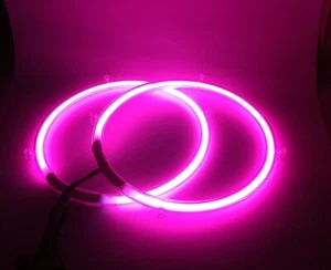 Anillos de altavoces de neón rosa de 10 pulgadas - Kit de iluminación de auto con palanca de cambios de subwoofer - Imagen 1 de 6