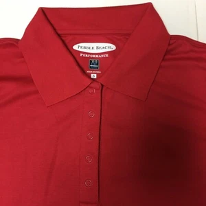 Pebble Beach Women's Performance Stretch Polo Shirt Red Snap Small - Picture 1 of 4